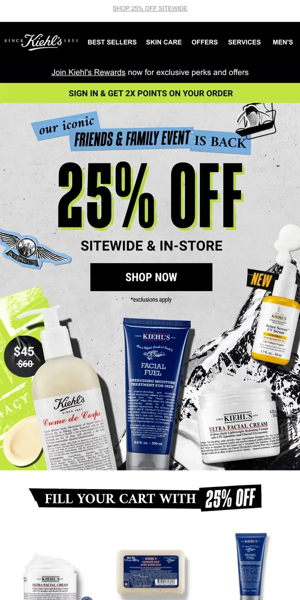 Email from Kiehl's. 🔥Our Friends and Family Sale is Heating Up🔥