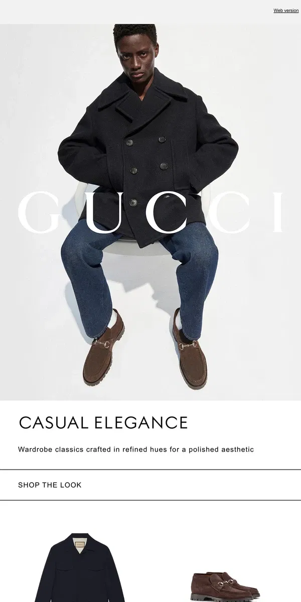 Email from GUCCI. Understated Essentials