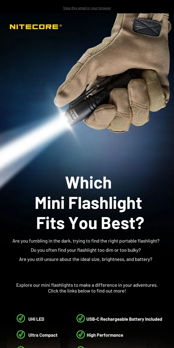 Email from NITECORE. Which Mini Flashlight Fits you Best?