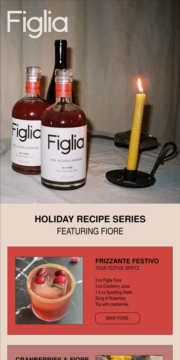 Email from Figlia. Our holiday recipe series