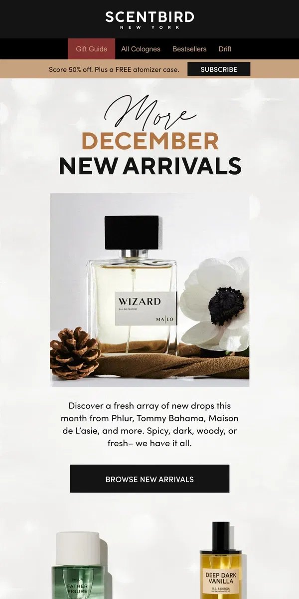 Email from Scentbird. December brings even MORE NEW drops