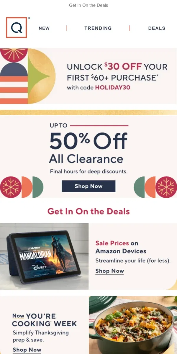 Email from QVC. ASAP: Up to 50% Off Clearance