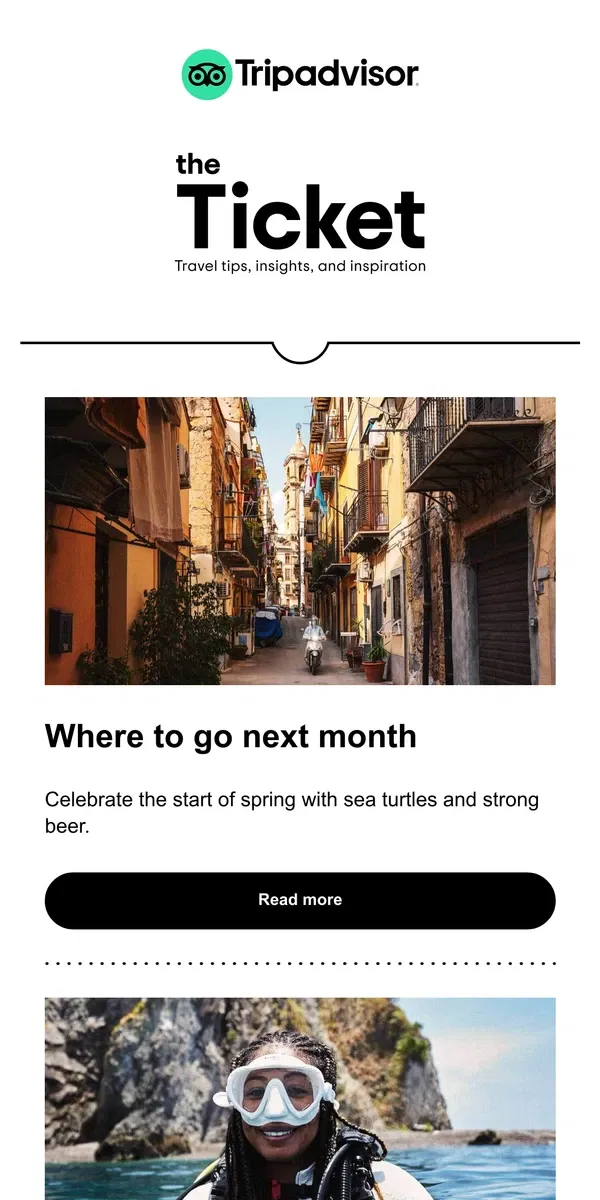 Email from Tripadvisor. 6 incredible places to scuba dive right now 🤿