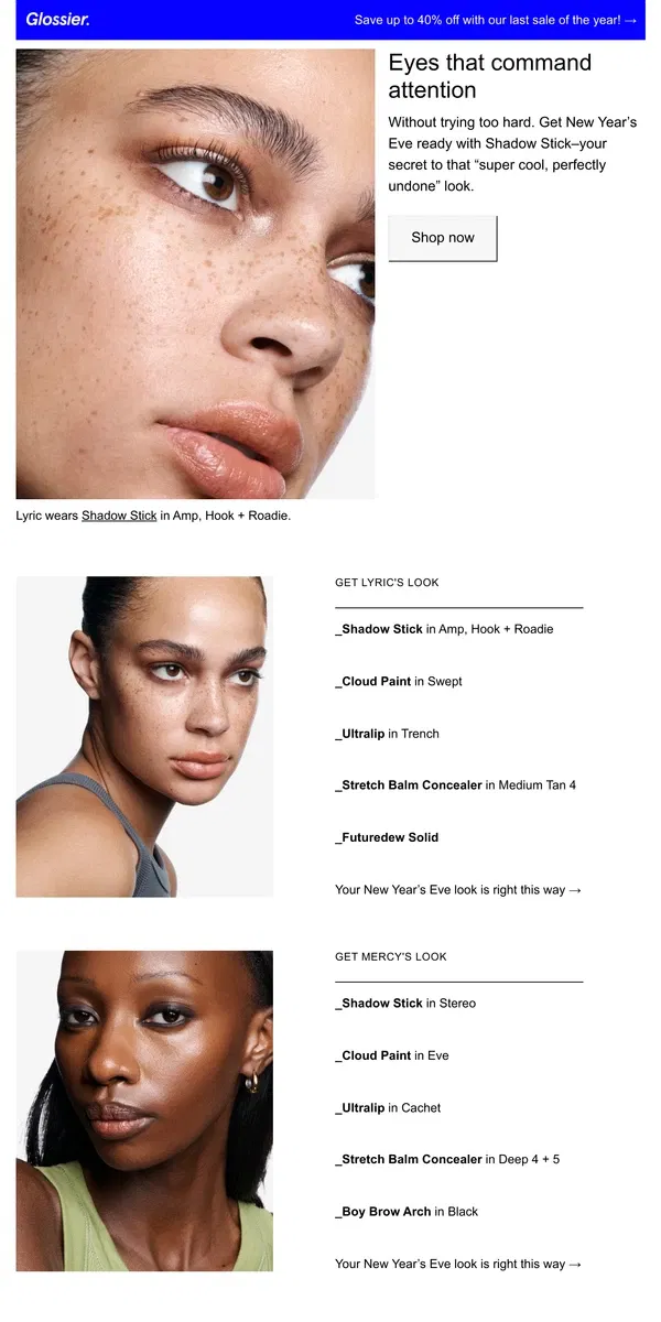 Email from Glossier. An instantly cool look