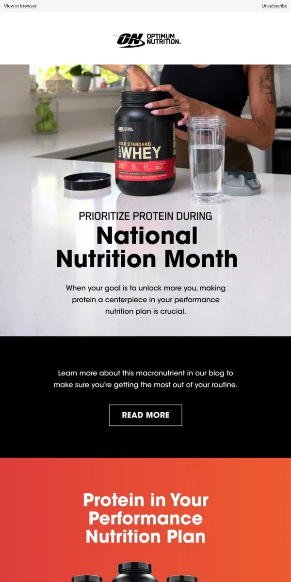 Email from Optimum Nutrition. It’s National Nutrition Month!