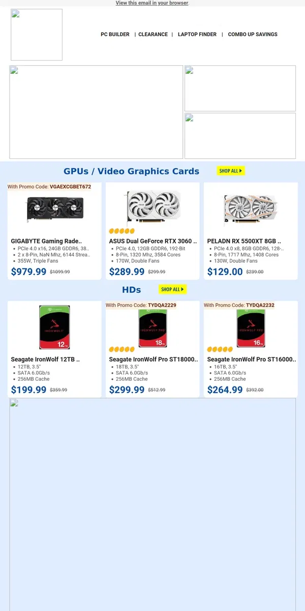 Email from Newegg. $199.99 Unlocks "Huge 12TB Capacity"-Seagate IronWolf!