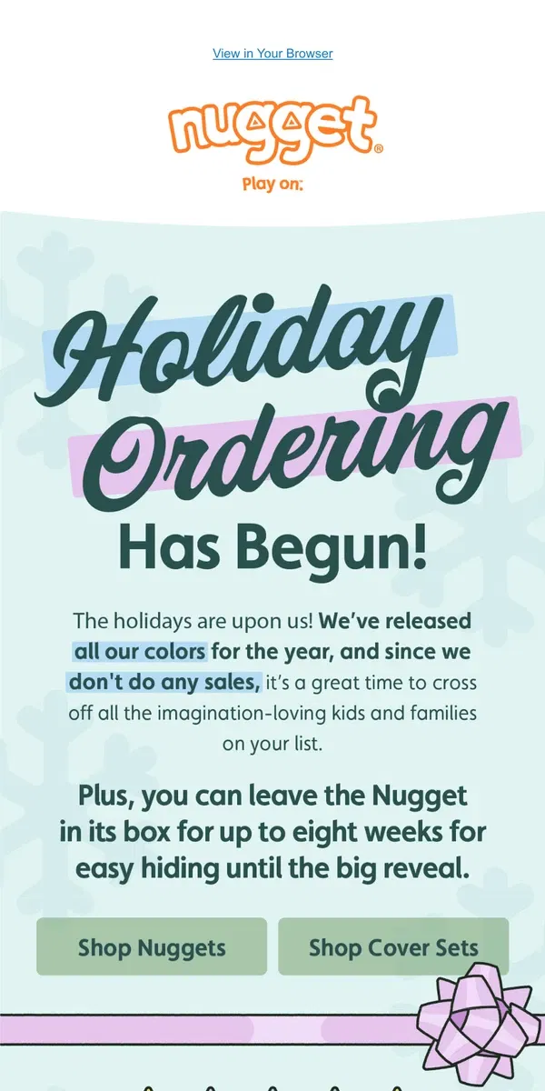 Email from Nugget. Holiday shopping in under 5 min