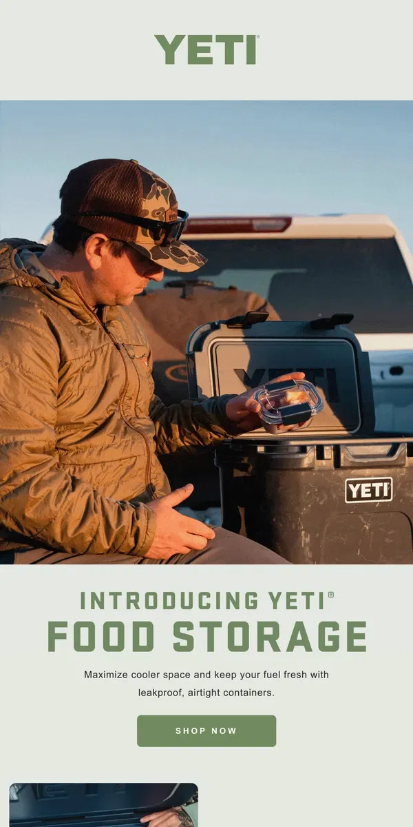 Email from YETI. Introducing New YETI® Food Storage