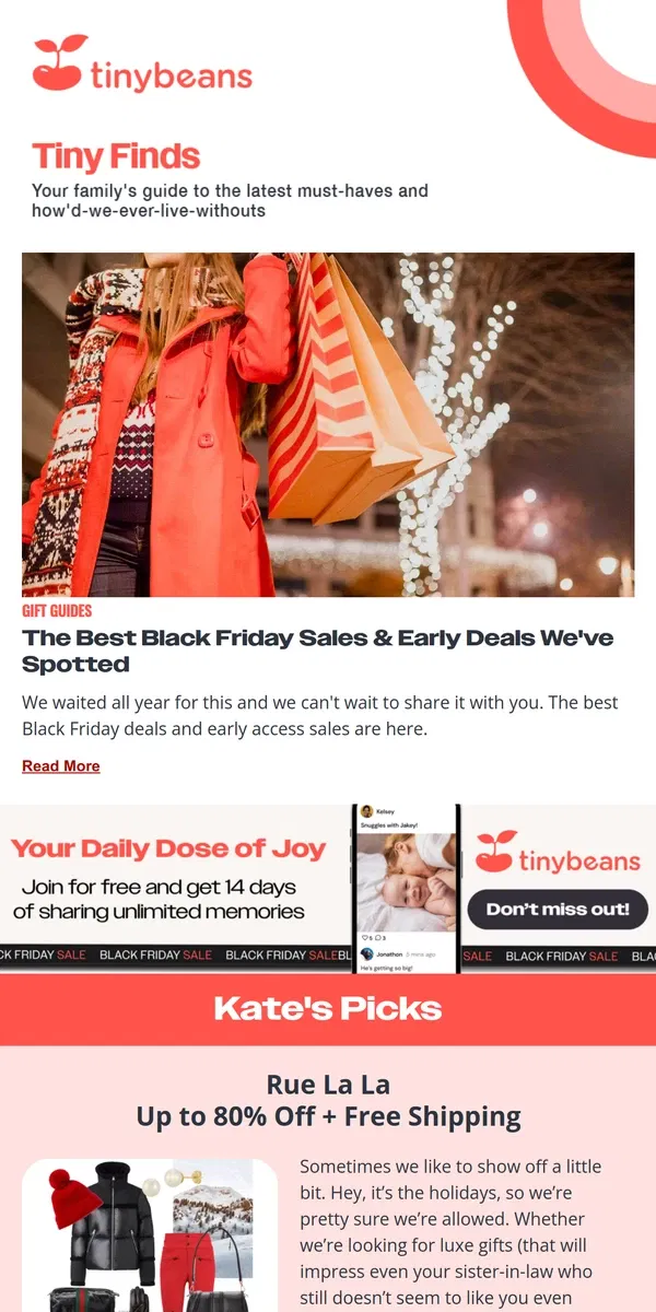 Email from Tinybeans. 👉 This Email Has Better Black Friday Deals Than 👆 or 👇