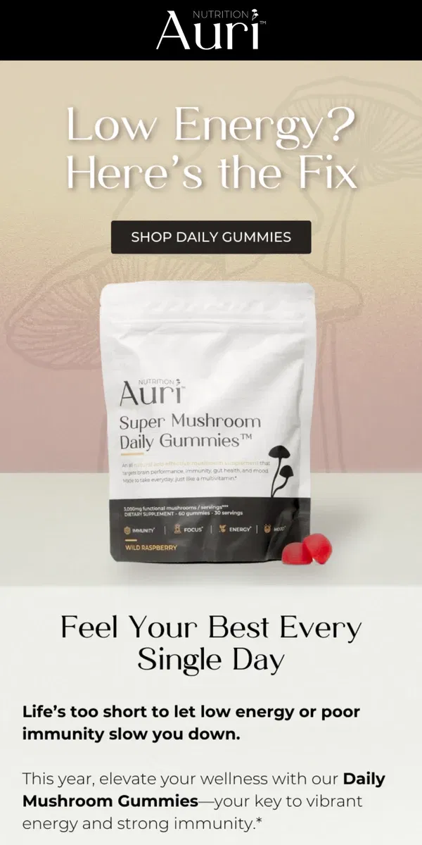 Email from Auri Nutrition. ⚡ Boost Energy & Immunity Everyday