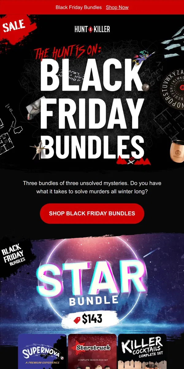 Email from Hunt A Killer. NEW: Deals for Black Friday💰