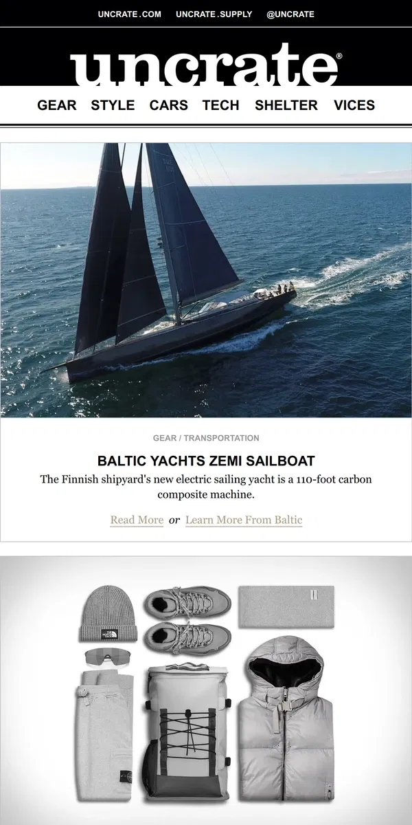 Email from Uncrate. Baltic Yachts Zemi Sailboat & more