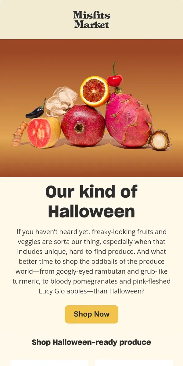 Email from Misfits Market. Hard-to-Find Produce, All Year Long