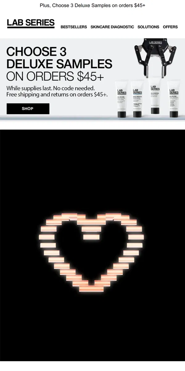 Email from Lab Series. Happy Valentine's Day from LAB SERIES