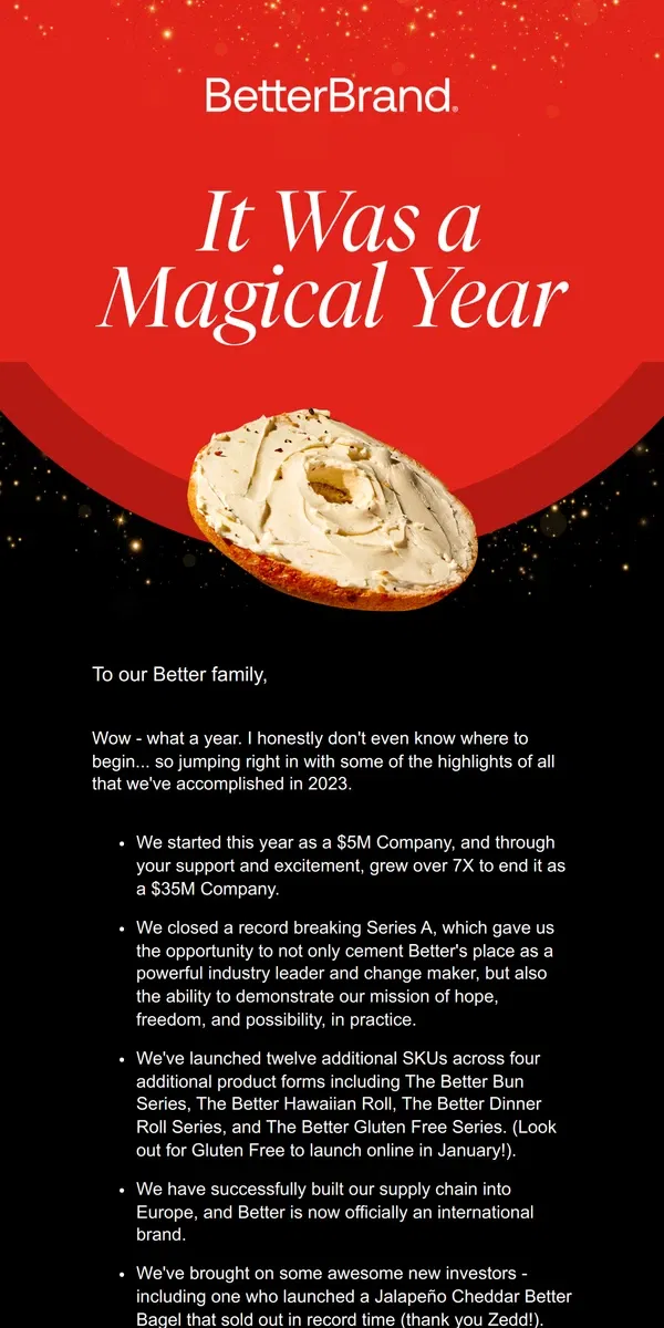 Email from BetterBrand. 🥯✨A Message from our Founder Aimee