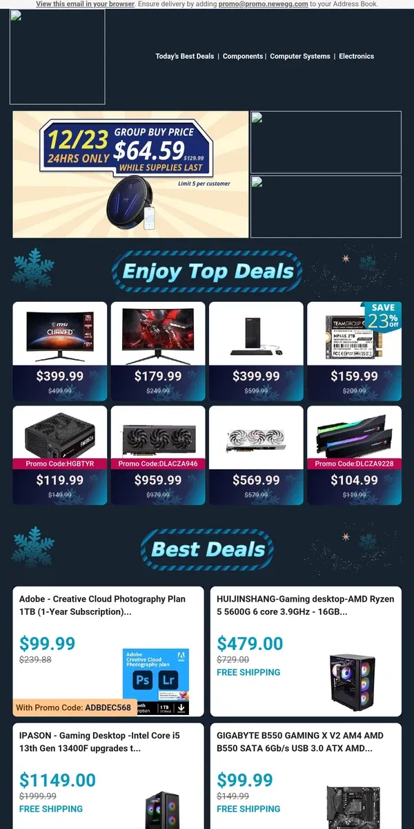 Email from Newegg. 🔥 $159.99 on Team Group MP44S TM5FF3002T0C101 – Unbeatable Deal! 💥