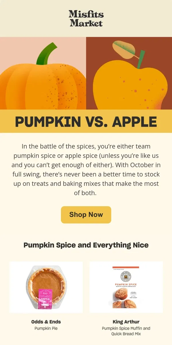 Email from Misfits Market. Cozy Fall Flavors In One Spot