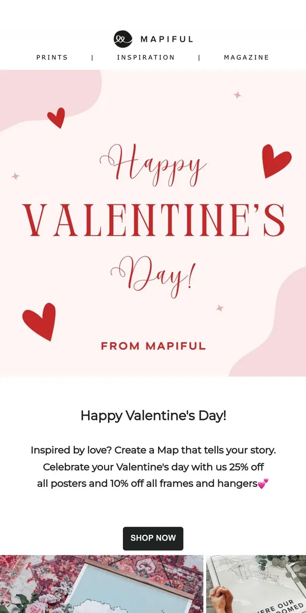 Email from Mapiful. Happy Valentine's day from Mapiful❤️