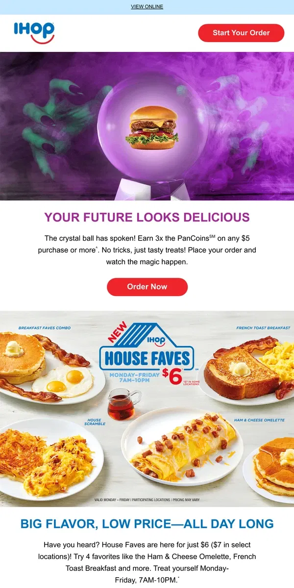 Email from IHOP. 🔮Reveal Your Mystery Offer with a Peek Inside the Crystal Ball