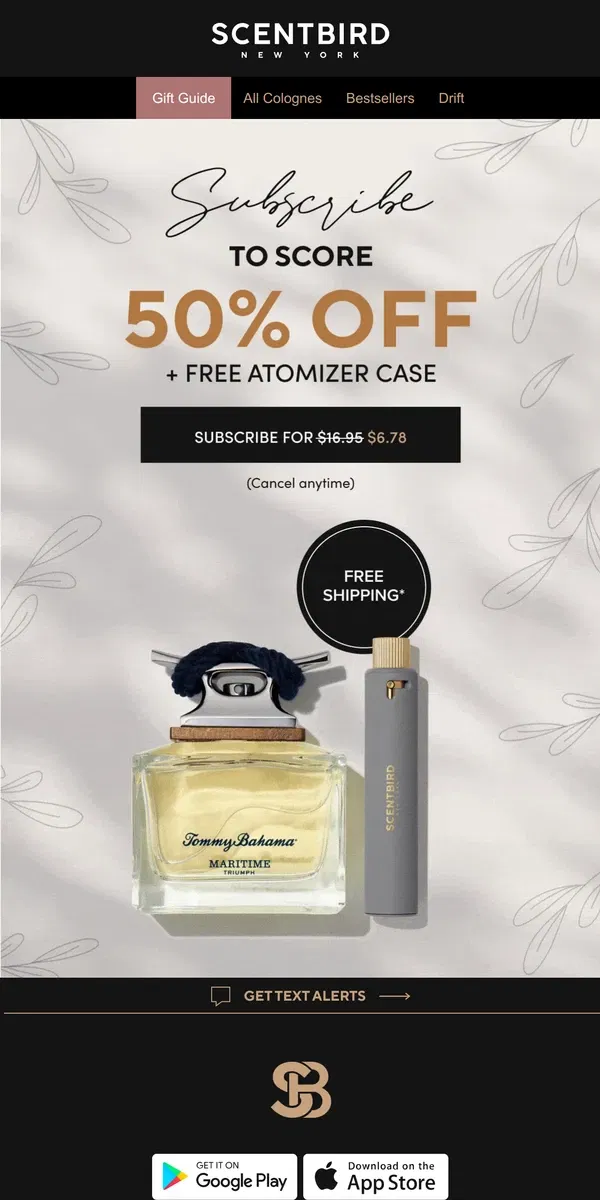 Email from Scentbird. Sweeten your Valentine's with this deal – 50% off!