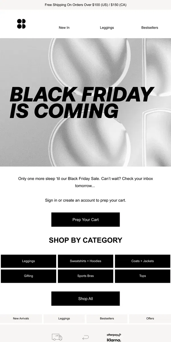 Email from Sweaty Betty. Our BIGGEST Black Friday Sale is coming soon...