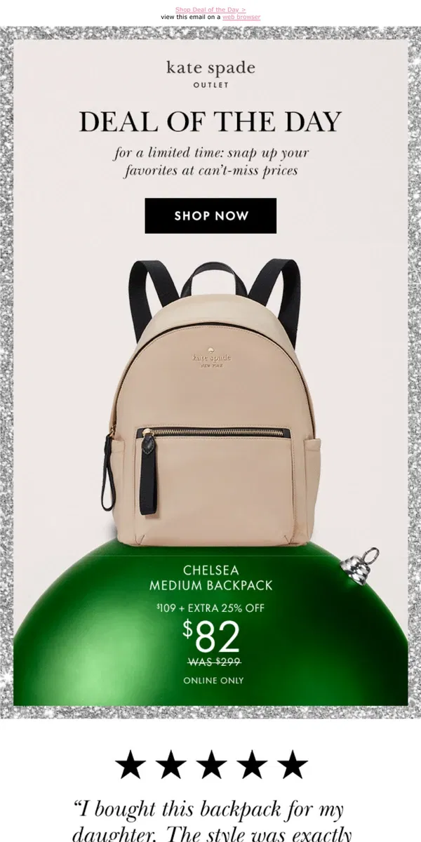 Email from Kate Spade. Limited time only! Save on our must-have backpack