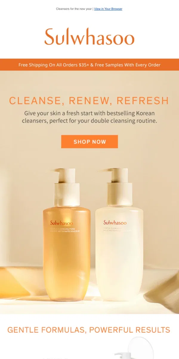 Email from Sulwhasoo. Skincare for a Fresh Start