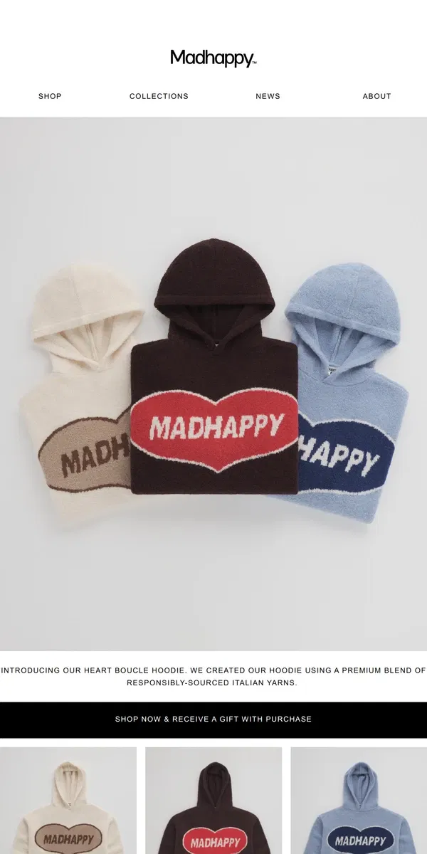 Email from Madhappy. Heart Boucle Capsule