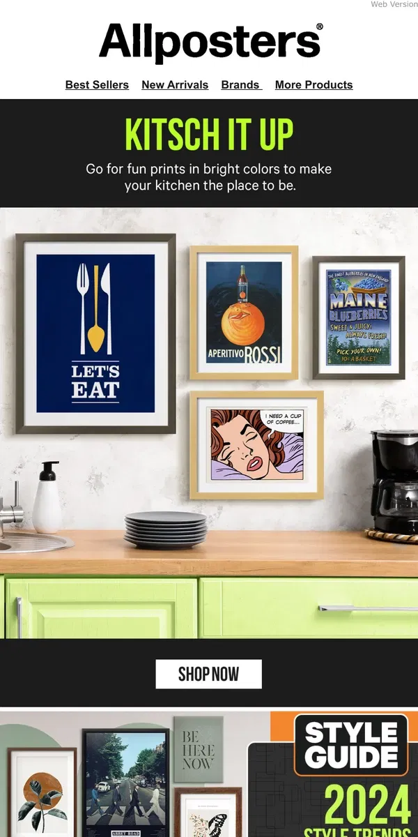 Email from AllPosters. Get Kitschy in the Kitchen