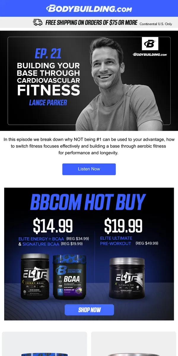 Email from Bodybuilding.com. 🎙️BBCOM Podcast: Deep Dive into Building Your Aerobic Base!