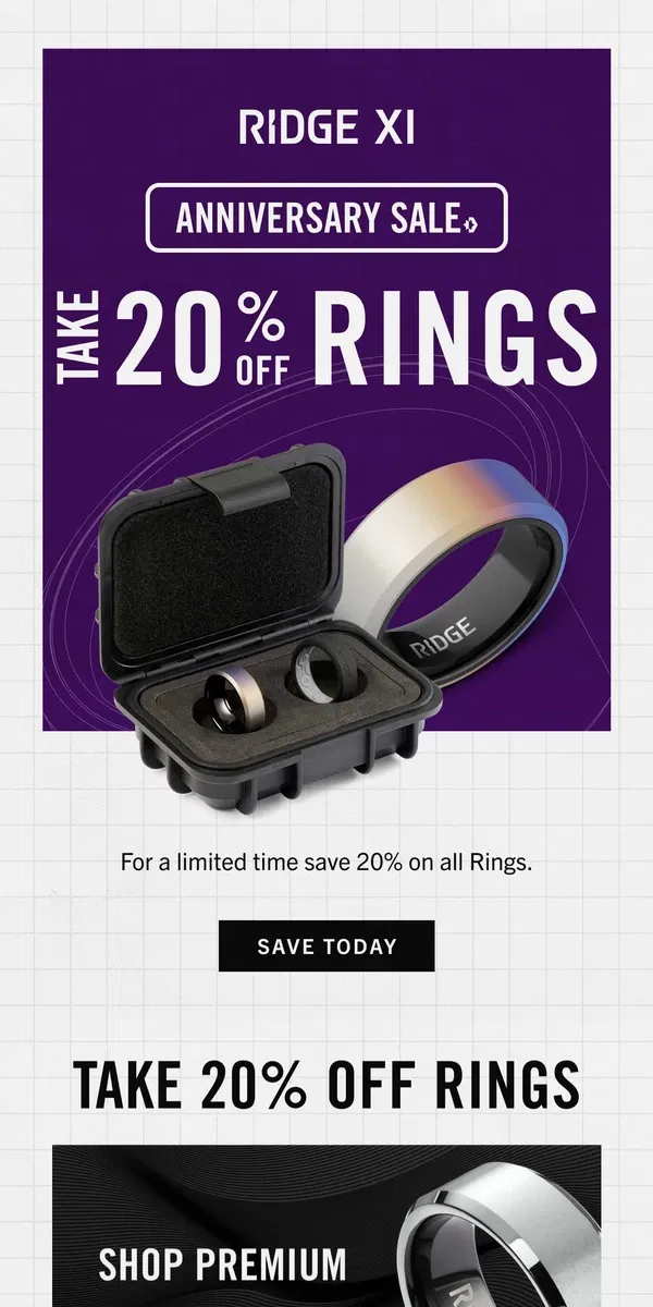 Email from The Ridge. Limited Time: 20% OFF Rings