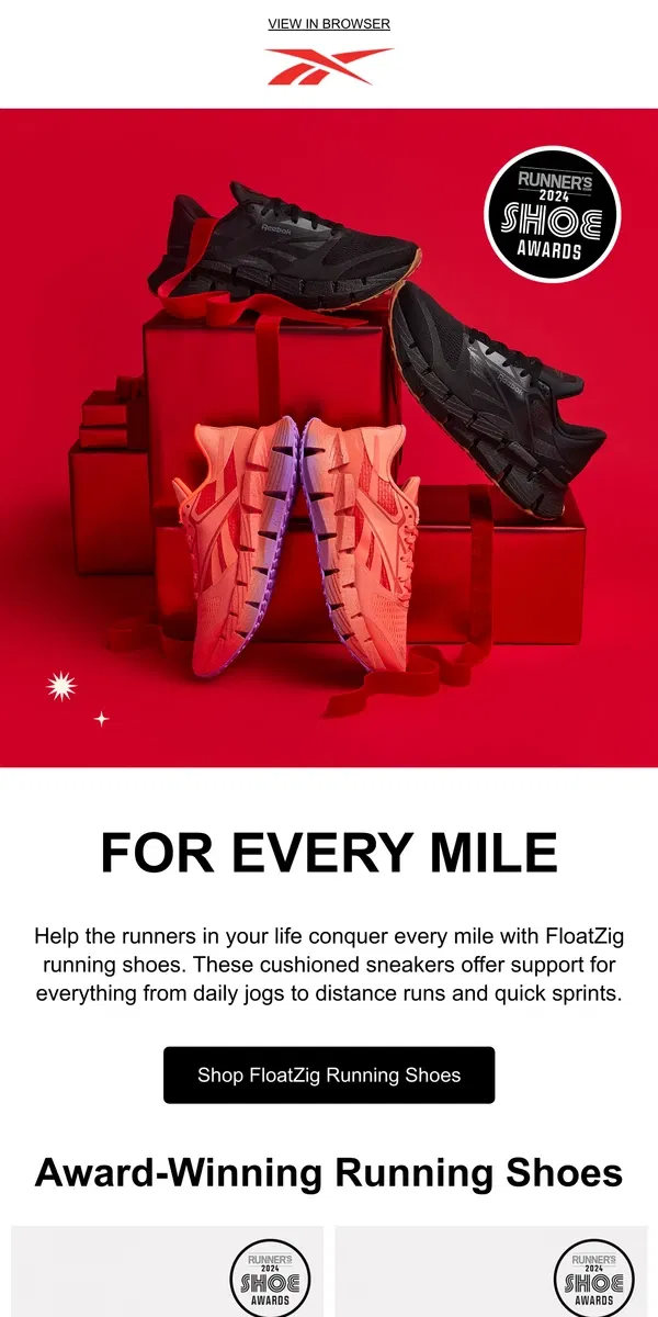 Email from Reebok. The ultimate gift for runners 🏃‍♂️