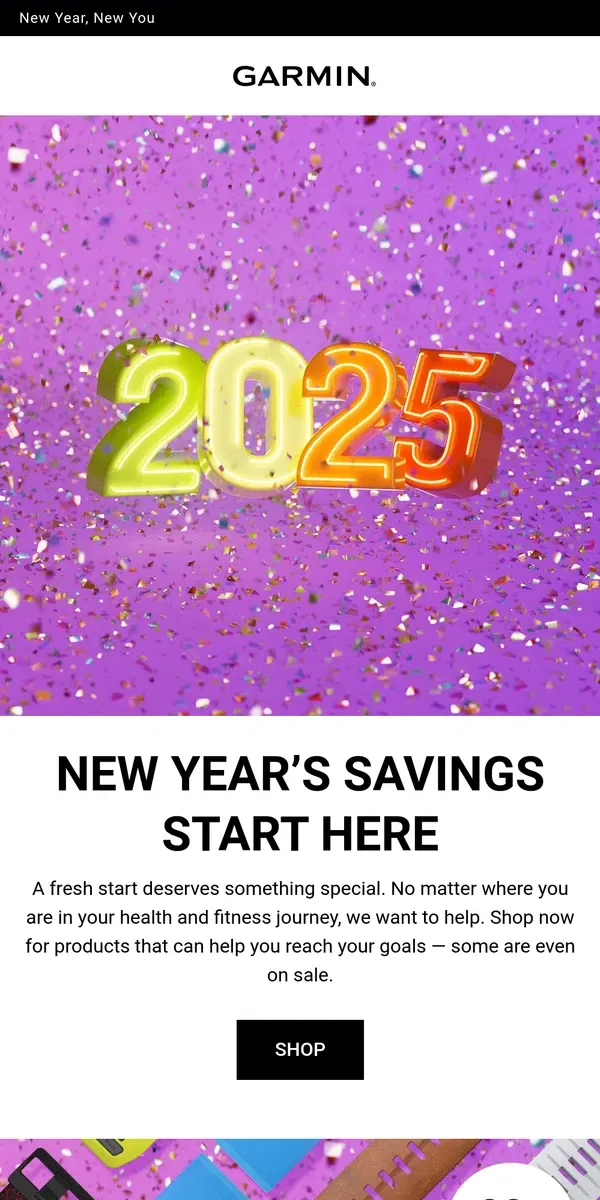 Email from Garmin. Let the New Year Begin with Savings