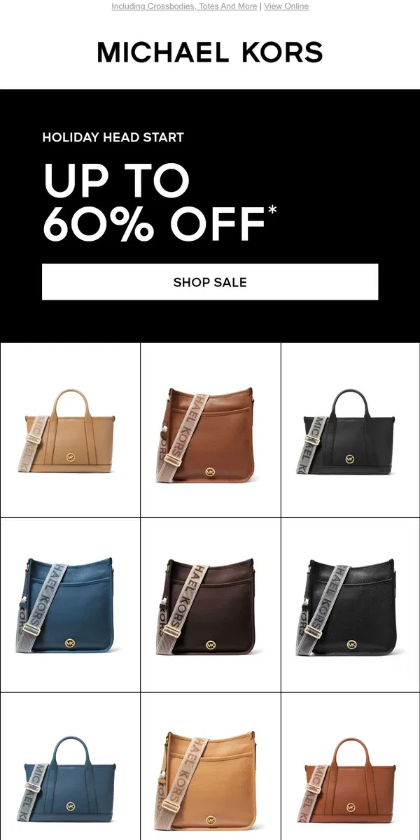 Email from Michael Kors. Must-Have Handbags Are Up To 60% Off