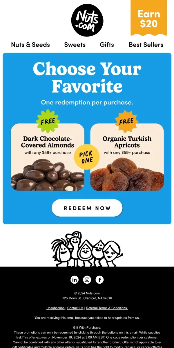 Email from Nuts.com. Your *FREE* gift, on us!