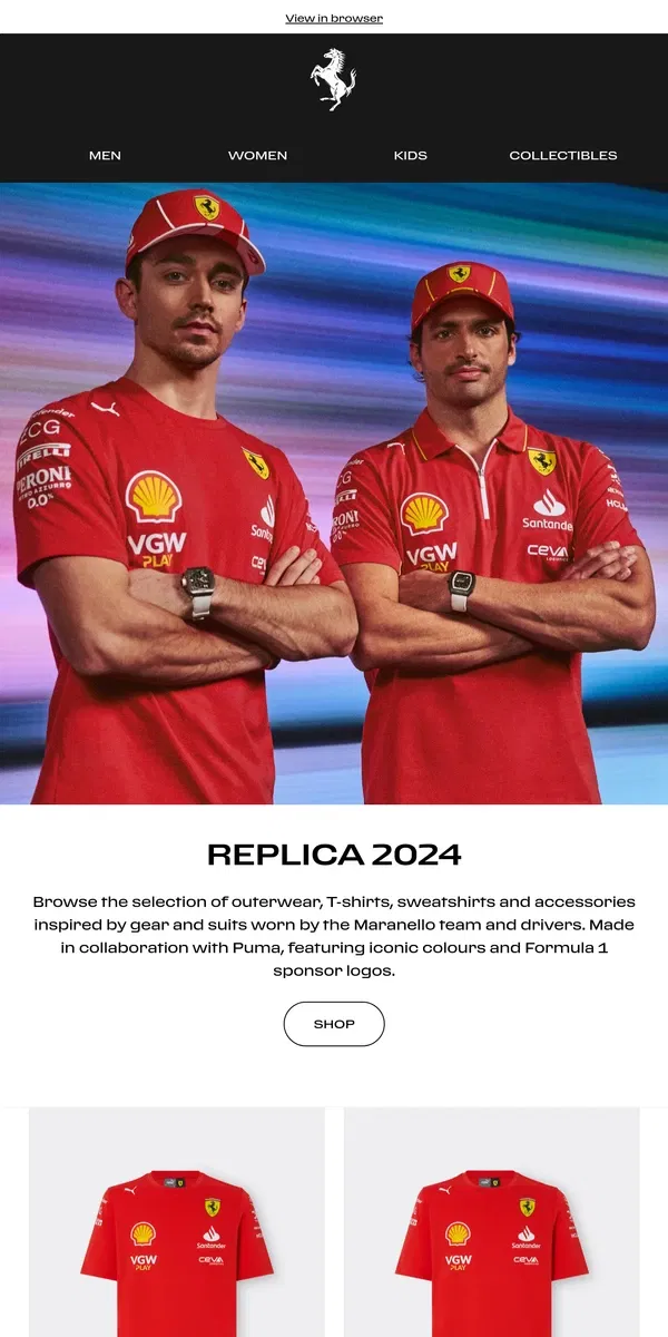 Email from Ferrari. Scuderia Ferrari Team Replica Collection