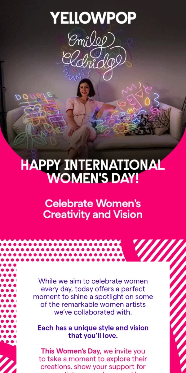 Email from Yellowpop. Celebrate Women's Day with Yellowpop 🌟