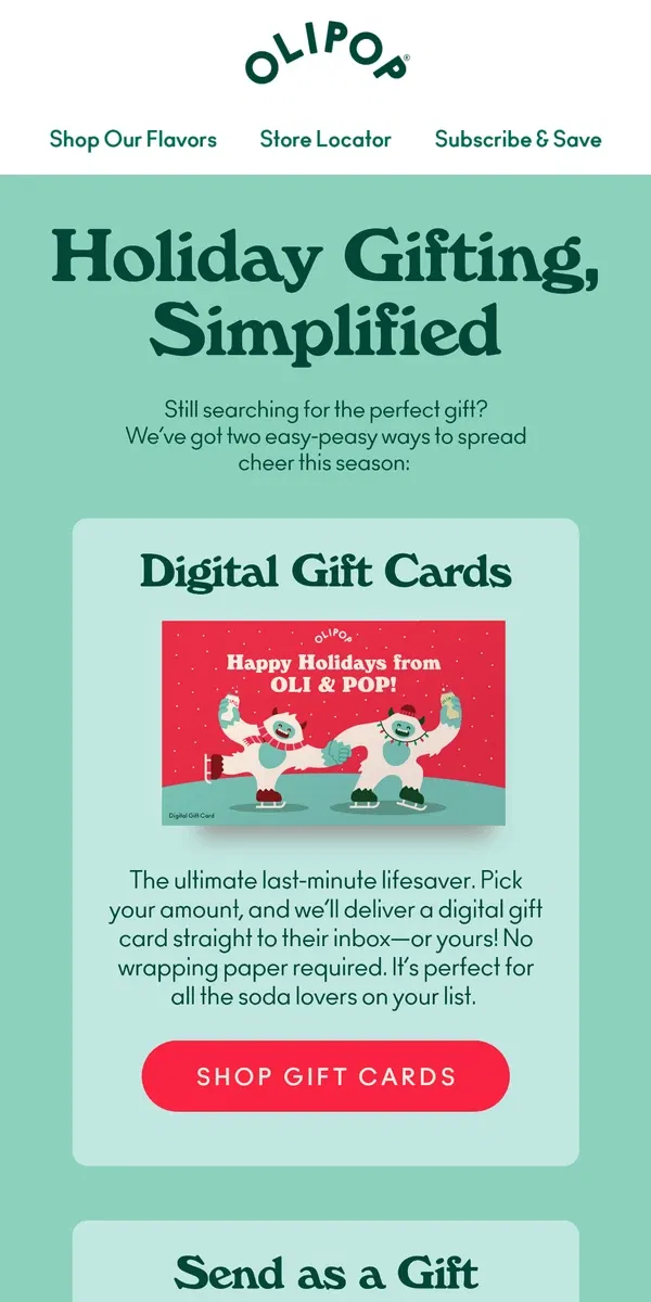 Email from OLIPOP. Give the gift of OLIPOP! 🎁 💌