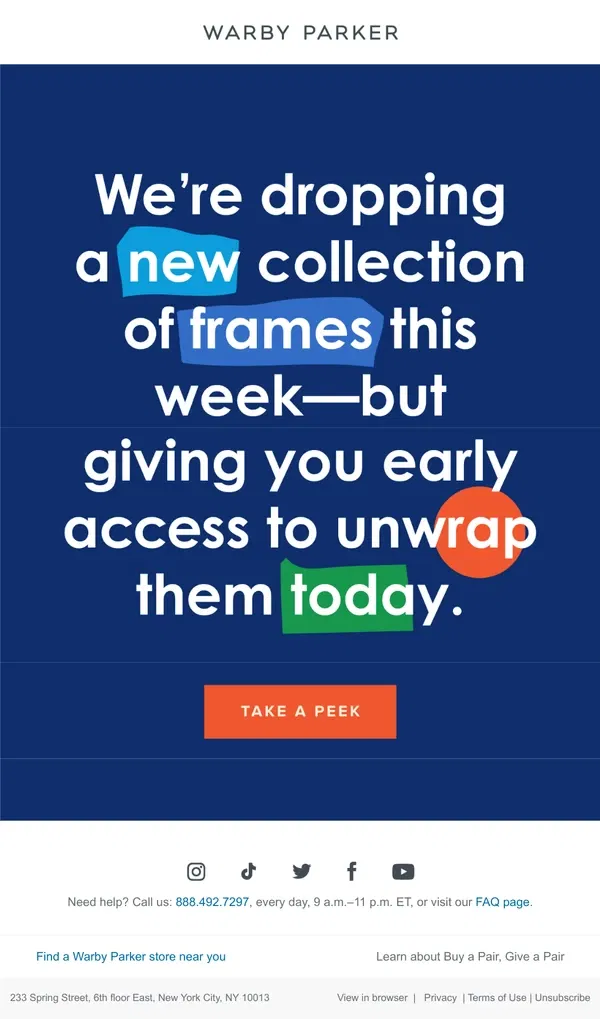 Email from Warby Parker. We got you something