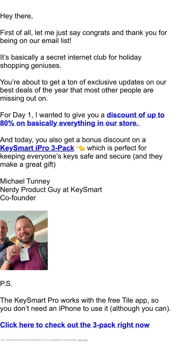 Email from KeySmart. Insane discounts for Early Black Friday 😜