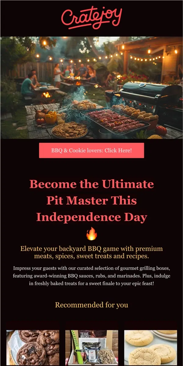 Email from Cratejoy. 🧑‍🍳Fire Up the Fun! Your Guide to an Epic 4th of July BBQ