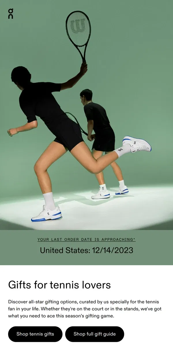 Email from On. ☁️ Smash tennis-inspired gifting