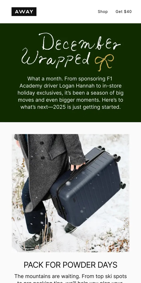 Email from Away. Winter travel? Here’s how to pack