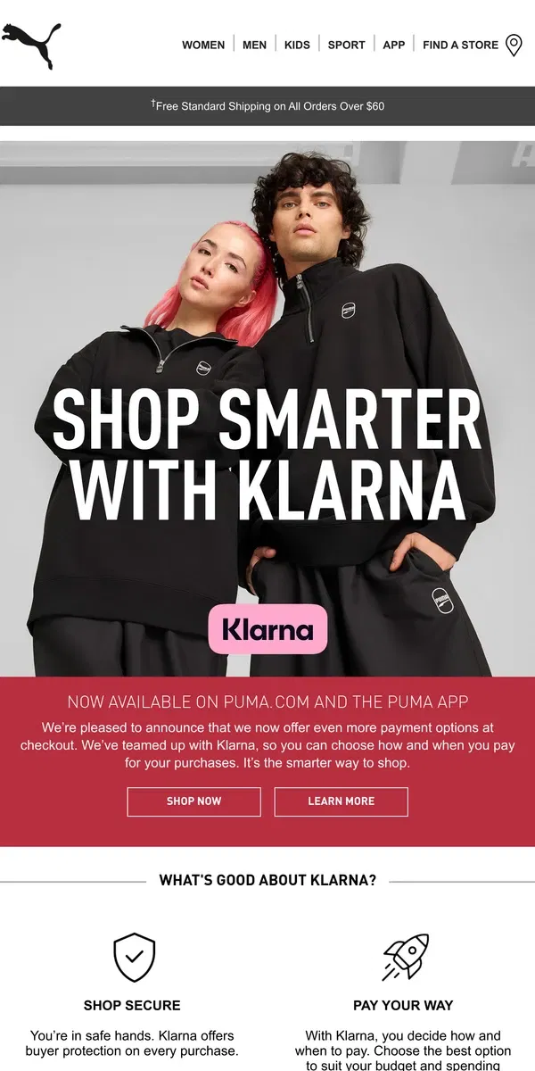 Email from Puma. Pay Your Way With Klarna