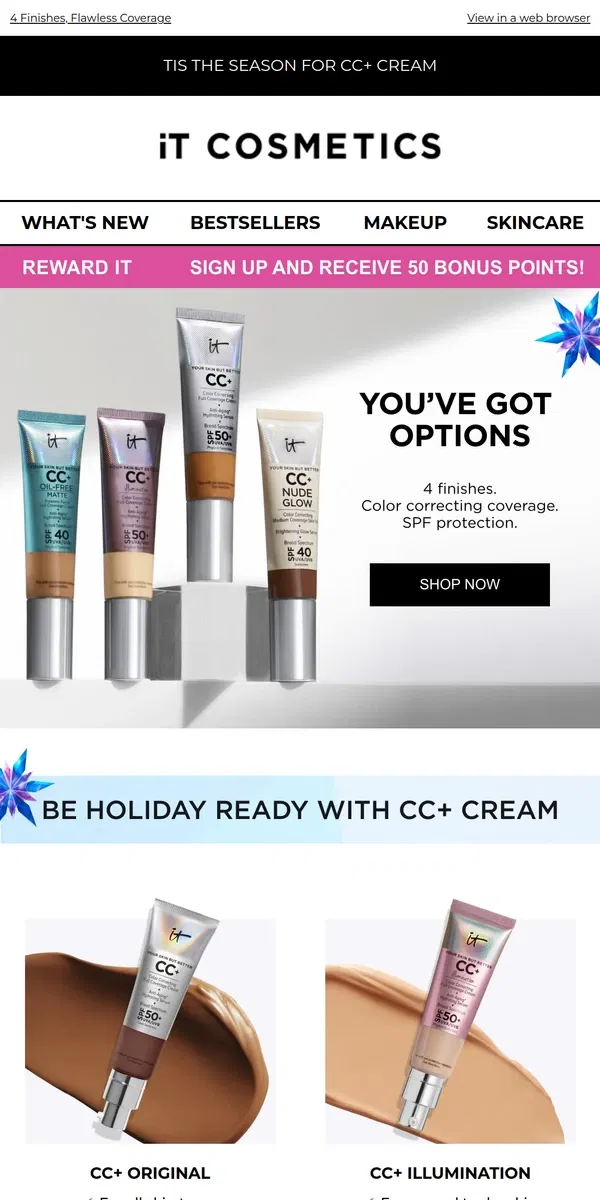 Email from IT Cosmetics. CC+ Cream: Your Makeup BFF