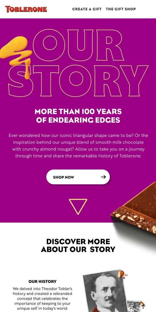 Email from Toblerone. The journey of Toblerone