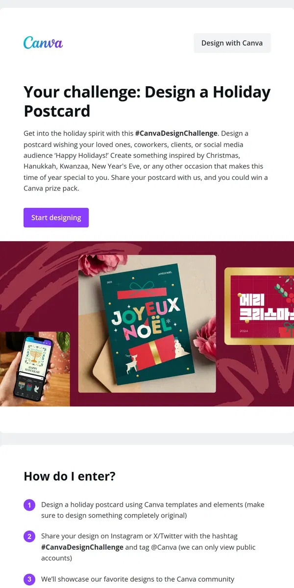 Email from Canva. ‘Tis the season to join the #CanvaDesignChallenge