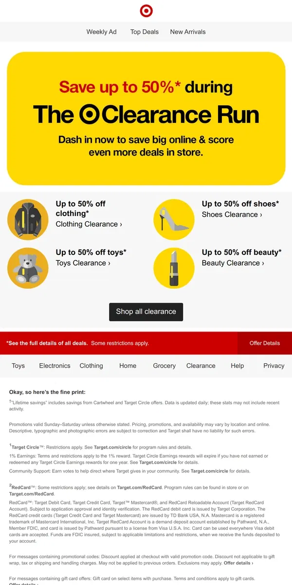 Email from Target. The Target Clearance Run is on!