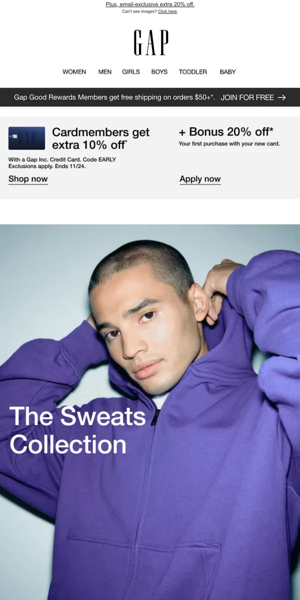 Email from GAP. SIGNATURE SWEATS