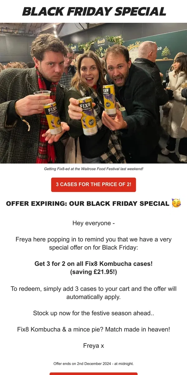 Email from FIX8. 🖤  CALLING ALL KOMBUCHA LOVERS 🖤